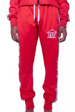 Trap House Red White Sweatpants Track Pants size S Streetwear Athleisure Unisex